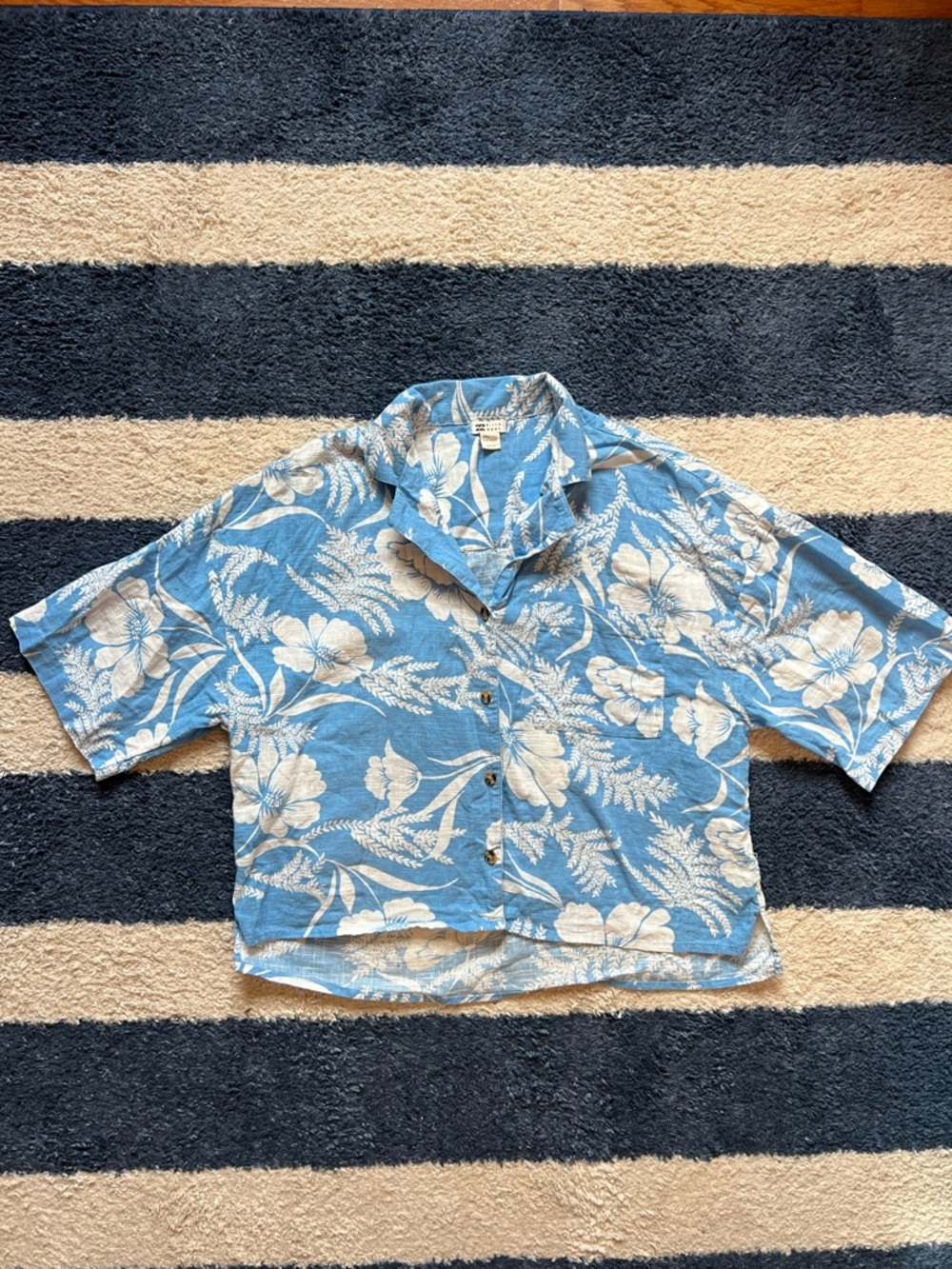 Billabong All Good Blue Bliss Cotton Slub Button-Down Top Size Small